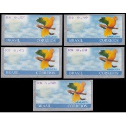 Brasil Brazil Distribuidores 5 2000 Fauna Pájaro Ararajuba Bird Autoadhesivo Brasil Brazil Distribuidores 5 2000 Fauna Pájaro Ararajuba Bird Autoadhesivo