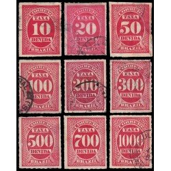 Brasil Brazil Tasas 1/9 1890 Serrado NC perforado en líneas Usado Brasil Brazil Tasas 1/9 1890 Serrado NC perforado en líneas Usado