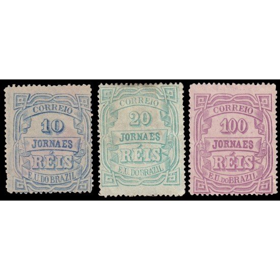 Brasil Brazil Periódicos 19/21 1890 Papel tintado EEUU y Brasil MH Brasil Brazil Periódicos 19/21 1890 Papel tintado EEUU y Brasil MH