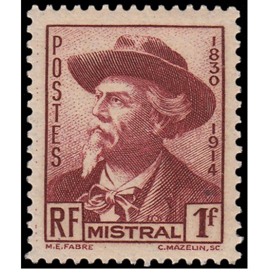 France Francia 495 1941 Frédéric Mistral poeta MNH