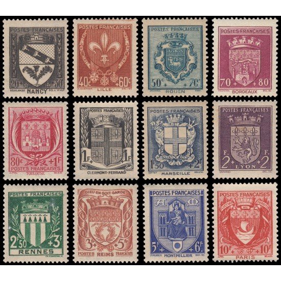 France Francia 526/37 1941 A favor de la emergencia nacional Escudos de ciudades MNH France Francia 526/37 1941 A favor de la emergencia nacional Escudos de ciudades MNH