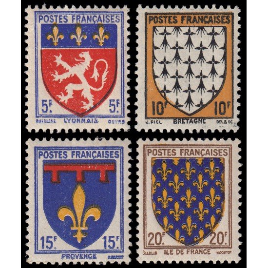 France Francia 572/75 1943 Escudos de provincias MNH France Francia 572/75 1943 Escudos de provincias MNH