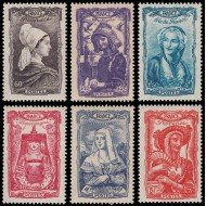 France Francia 593/98 1943 Tocados regionales MNH