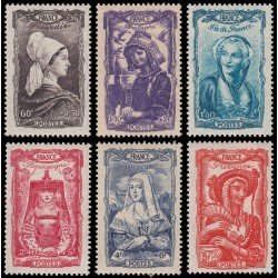 France Francia 593/98 1943 Tocados regionales MNH France Francia 593/98 1943 Tocados regionales MNH
