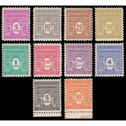 France Francia 620/29 1944 Arco de Triunfo de la Estrella MNH France Francia 620/29 1944 Arco de Triunfo de la Estrella MNH