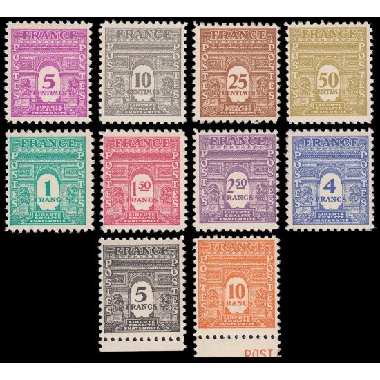 France Francia 620/29 1944 Arco de Triunfo de la Estrella MNH