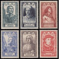 France Francia 765/70 1946 Celebridades del S. XV MNH