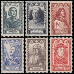 France Francia 765/70 1946 Celebridades del S. XV MNH France Francia 765/70 1946 Celebridades del S. XV MNH