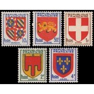 France Francia 834/38 1949 Escudos de provincias MNH