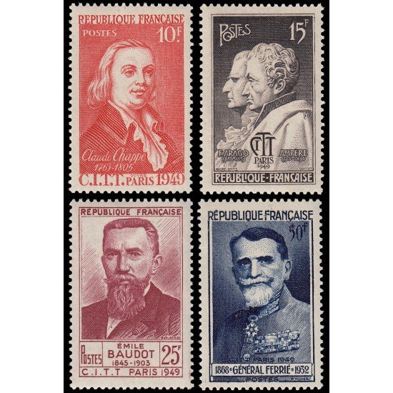 France Francia 844/47 1949 Congreso internacional de Telégrafos y Telefonía Personajes MNH France Francia 844/47 1949 Congreso internacional de Telégrafos y Telefonía Personajes MNH