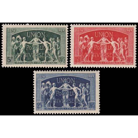 France Francia 850/52 1949 75 aniv. de la U.P.U MNH France Francia 850/52 1949 75 aniv. de la U.P.U MNH