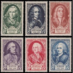 France Francia 853-58 1949 Celebridades del S. XVIII MNH France Francia 853-58 1949 Celebridades del S. XVIII MNH
