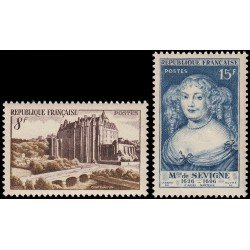 France Francia 873/74 1950 Castillo de Châteaudun Sra. Sèvigné MNH France Francia 873/74 1950 Castillo de Châteaudun Sra. Sèvigné MNH
