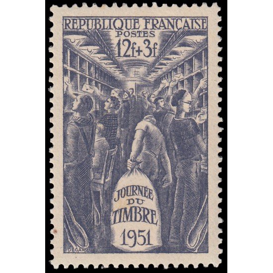 France Francia 879 1951 Día del sello Interior de un vagón postal MNH