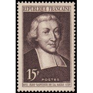 France Francia 882 1951 Tricentenario del nacimiento de Sant Jean Baptiste de la Salle MNH