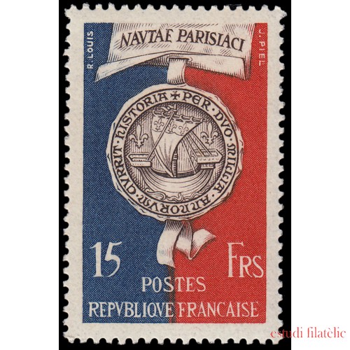 France Francia 906 1951 Bimilenario de Paris Sello de la Corporación de los barqueros MNH