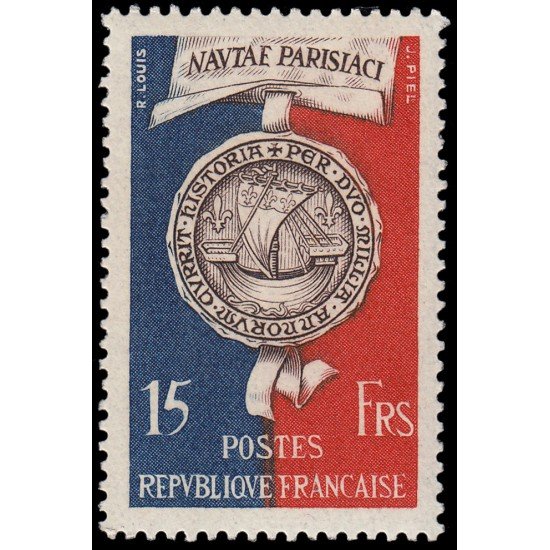 France Francia 906 1951 Bimilenario de Paris Sello de la Corporación de los barqueros MNH
