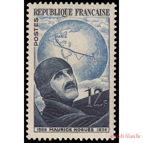 France Francia 907 1951 En memoria del aviador Maurice Noguès. 20 aniv. línea  aérea Francia Indochina MNH