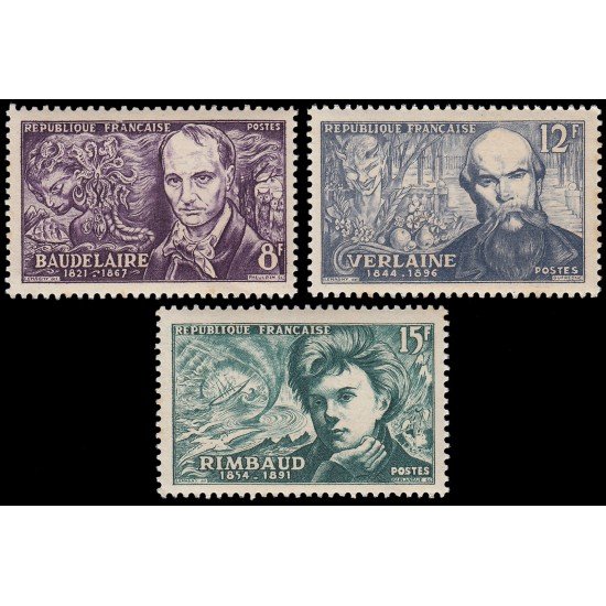 France Francia 908/10 1951 Poetas simbolistas MNH