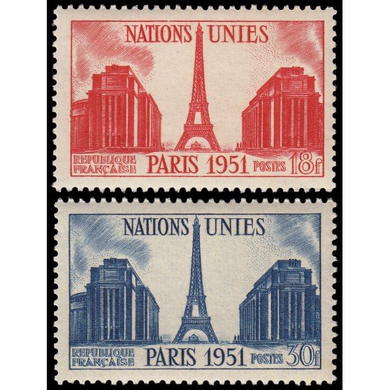 France Francia 911/12 1951 6 Sesión de Naciones Unidas en Paris MNH