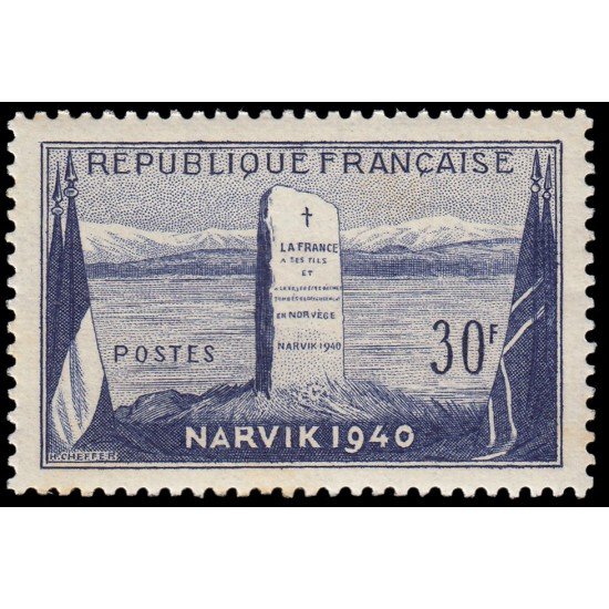 France Francia 922 1952 12 aniv. de la batalla de Narvik (Norvège) MNH