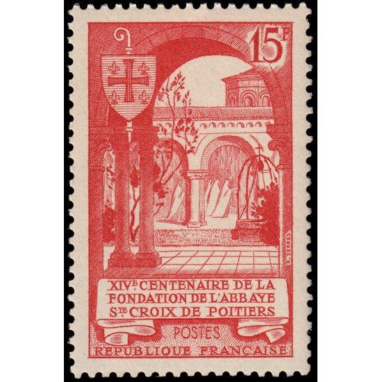 France Francia 926 1952 14º Centenario de la Abadía de St. Croix de Poitiers MNH