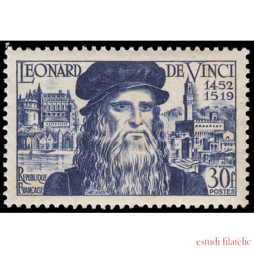 France Francia 929 1952 5 Centenario del nacimiento de Leonardo da Vinci MNH