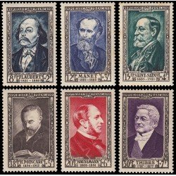 France Francia 930/35 1952 Celebridades del S.XIX MNH France Francia 930/35 1952 Celebridades del S.XIX MNH