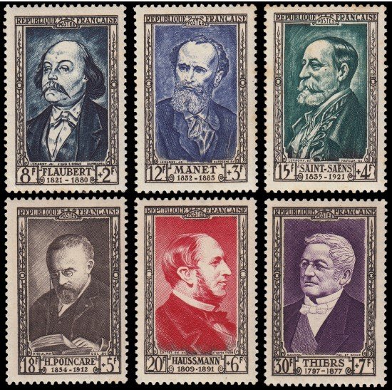 France Francia 930/35 1952 Celebridades del S.XIX MNH