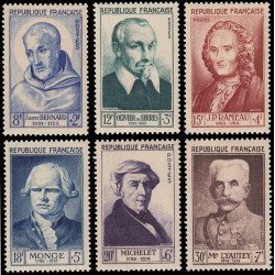 France Francia 945/50 1953 Celebridades del S. XII AL XX MNH France Francia 945/50 1953 Celebridades del S. XII AL XX MNH