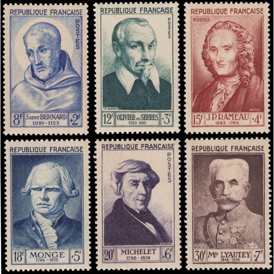 France Francia 945/50 1953 Celebridades del S. XII AL XX MNH
