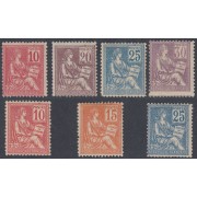 France Francia Nº 112/18 1900 - 1901 Magnífica serie, sellos nuevos sin fijaselos, muy rara en esta calidad,lujo