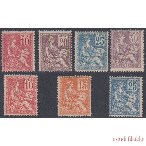France Francia Nº 112/18 1900 - 1901 Magnífica serie, sellos nuevos sin fijaselos, muy rara en esta calidad,lujo