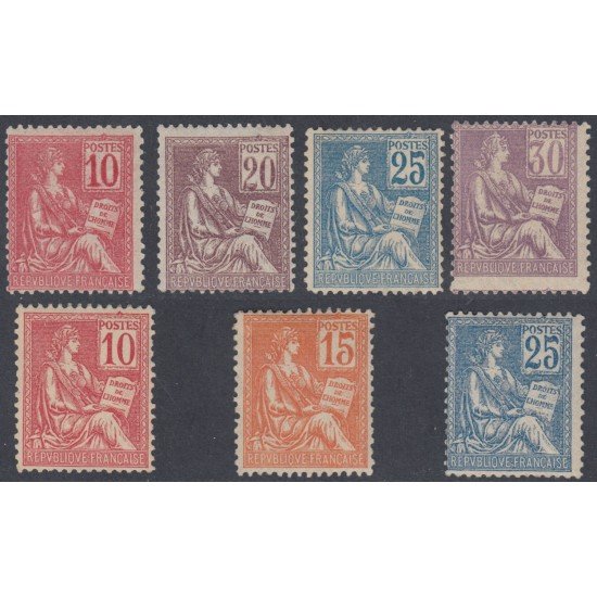 France Francia Nº 112/18 1900 - 1901 Magnífica serie, sellos nuevos sin fijaselos, muy rara en esta calidad,lujo