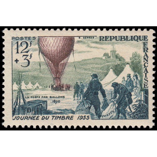 France Francia 1018 1955 Día del sello y 85 aniv. del correo aéreo MNH