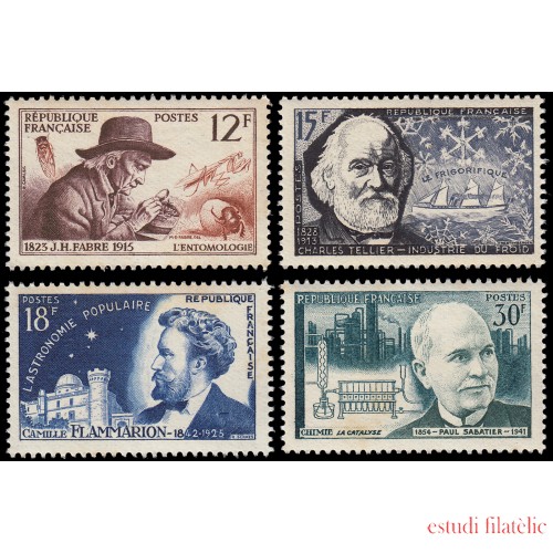 France Francia 1055/58 1956 Inventores e investigadores célebres MNH