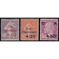 France Francia  249/51 1928 Semeuse, Pasteur MNH