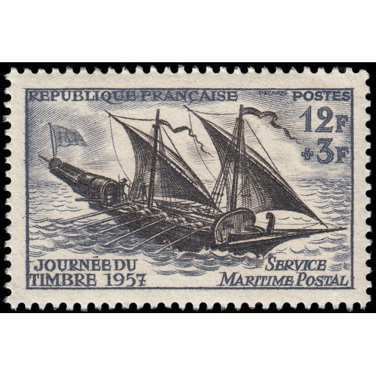 France Francia 1093 1957 Día del sello Barco MNH