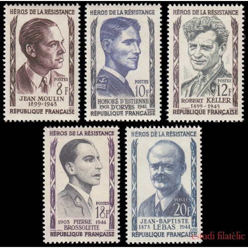 France Francia 1100/04 1957 Héroes de la resistencia MNH