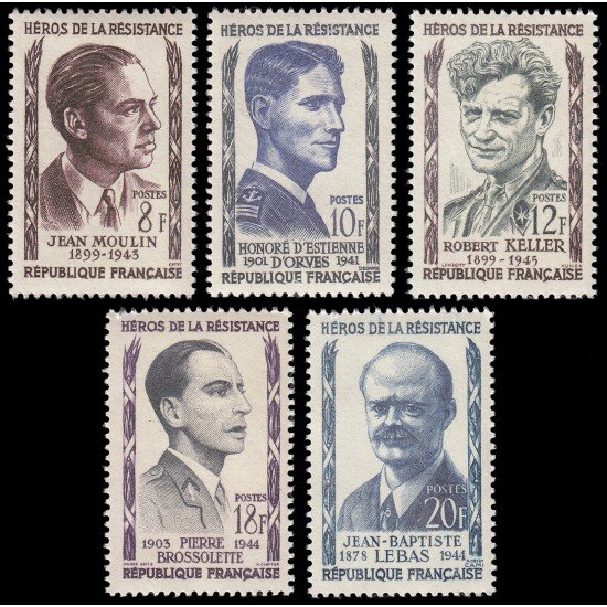 France Francia 1100/04 1957 Héroes de la resistencia MNH