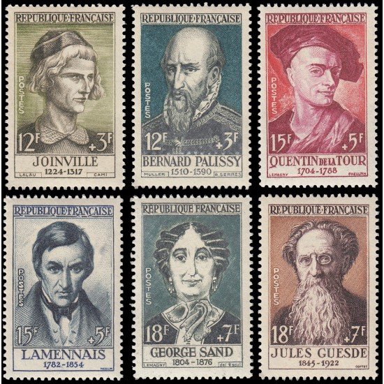France Francia 1108/13 1957 Celebridades francesas del S. XIII al S. XIX MNH