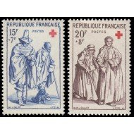 France Francia 1140/41 1957 A favor de la Cruz Roja MNH