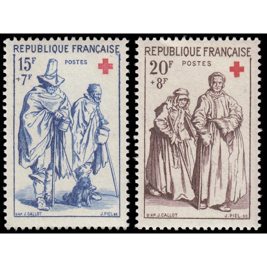 France Francia 1140/41 1957 A favor de la Cruz Roja MNH France Francia 1140/41 1957 A favor de la Cruz Roja MNH