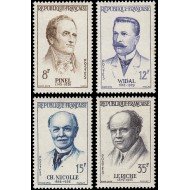 France Francia  1142/45 1958  Grandes médicos MNH