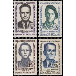 France Francia 1157/60 1958 Héroes de la resistencia MNH France Francia 1157/60 1958 Héroes de la resistencia MNH