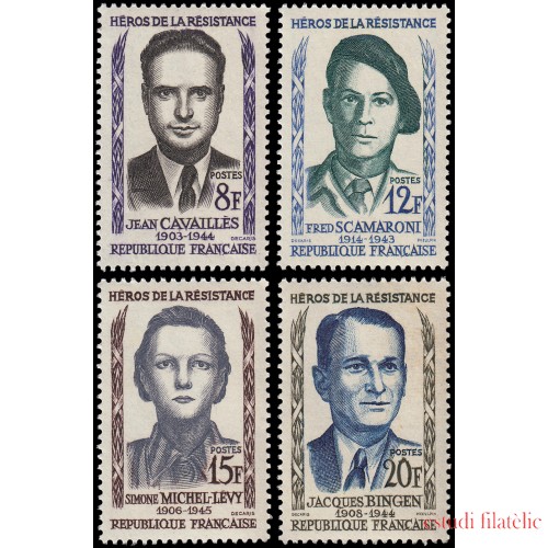 France Francia 1157/60 1958 Héroes de la resistencia MNH