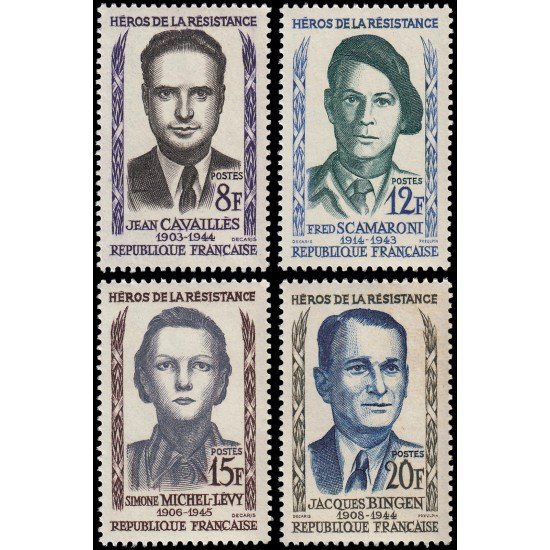 France Francia 1157/60 1958 Héroes de la resistencia MNH