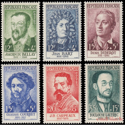 France Francia 1166/71 1958 Celebridades MNH
