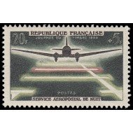 France Francia 1196 1959 Día del sello y 20º aniv. del servicio aeropostal nocturno MNH