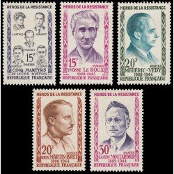 France Francia 1198/02 1959 Héroes de la reisitencia MNH France Francia 1198/02 1959 Héroes de la reisitencia MNH